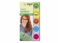 SIGEL Haftmarker 5x40 Haftmarker smile grün, gelb, orange, blau, pink "Smiley"