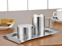 Esmeyer WAVE Milch- und Zucker-Set Milchk&auml;nnchen: 0,25 l silber