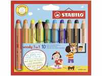 STABILO 880/10-10, STABILO woody 3 in 1 Buntstifte farbsortiert - 10 Stück