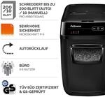 Fellowes AutoMax 200M Aktenvernichter mit Partikelschnitt bis 180 Blatt schwarz