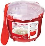 sistema&reg; Mikrowellen-Reiskocher 16.1 cm hoch rot, transparent