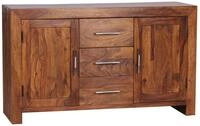 WOHNLING Sideboard Massivholz Sheesham 118 cm