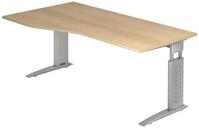 HAMMERBACHER VUS18/E/S h&ouml;henverstellbarer Schreibtisch 68 - 86 cm eiche / silber