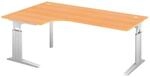 HAMMERBACHER VUS82/6/S h&ouml;henverstellbarer Schreibtisch 68 - 86 cm Buche / silber