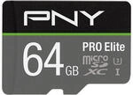 PNY PRO Elite microSDXC Speicherkarte 64 GB mit SD-Adapter