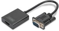Digitus VGA auf HDMI Konverter + Audio (3,5mm) Full HD (1080p), Kabeltyp (15 cm),