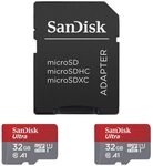 SanDisk Ultra microSDHC Speicherkarten 32GB - 2 Pack + SD Adapter