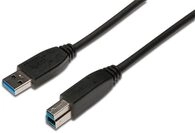 Digitus USB 3.0 Anschlusskabel, Typ A - B St/St, 1.8m, USB 3.0 konform, sw