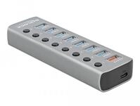 DeLOCK Externer USB 3.2 Gen 1 Hub mit 7 Ports und USB-C PD 3.0 Port + 1