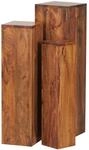 WOHNLING WL1.566 Beistelltisch (3er Set) Massiv-Holz Sheesham 24 cm x 24 cm x...