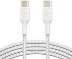 Belkin BoostCharge geflochtenes 1 m USB-C/USB-C Kabel, wei&szlig;