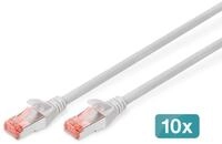 Digitus CAT 6 S-FTP Patchkabel, Cu, LSZH AWG 27/7, L&auml;nge 0,5 m, 10 St&uuml;ck, Grau
