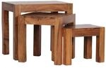 WOHNLING WL1.212 Satztisch 3er Set Massivholz Sheesham 35 cm x 45 cm x 50 cm