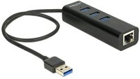 DeLOCK Externer USB 3.0 Hub 3 Port + Gigabit LAN