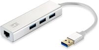 LevelOne USB-0503 Netzwerkadapter USB zu Gigabit Ethernet, 3x USB 3.0-HUB
