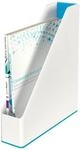 LEITZ Stehsammler WOW Duo Colour Polystyrol perlwei&szlig;/blau , DIN A4