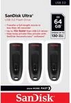 SanDisk Ultra USB-Sticks 64 GB, 3-Pack