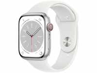 Apple Watch Series 8 (GPS + Cellular) 45mm Aluminiumgehäuse silber, Sportband weiß