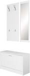 WOHNLING Wandgarderobe WL5.166 SALERNO mit Spiegel & Schuhschrank Wei&szlig;