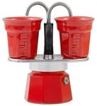 Bialetti Mini Express - Espressokocher-Set - rot + 2 Becher in rot