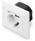 Digitus Sicherheits-Steckdose f&uuml;r Unterputzmontage mit 1 x USB Type-C, 1 x USB A