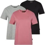 Pinewood T-Shirt 3er-Pack, grey melange, d.pink, black, XL
