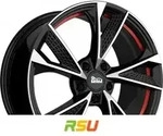 MAM RS6 black front polish red inside 7x16 ET38 - LK5/100 ML63.4 Alufelge schwarz