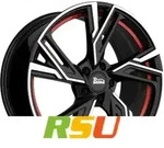 MAM RS5 black front polish red inside 6.5x16 ET35 - LK4/100 ML63.4 Alufelge schwarz