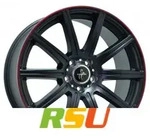 Keskin KT16 Dynamic matt black lip red 9.5x19 ET45 - LK5/112 ML66.6 Alufelge...