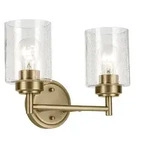 Elstead Lighting Winslow Wandleuchte 2-flammig Naturmessing Blasenglas