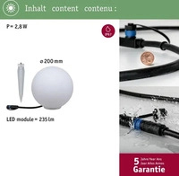 Paulmann 94177 Plug & Shine LED Lichtobjekt Globe 20cm IP67 3000K 2,8W Wei&szlig;