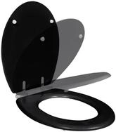 vidaXL WC-Sitz, Toilettensitz MDF Deckel mit Absenkautomatik Design Schwarz