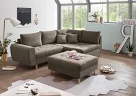 ED EXCITING DESIGN Ecksofa Alice L-Form, Set, mit Hocker & 3 Zierkissen