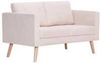 vidaXL Sofa, 2-Sitzer-Sofa Stoff Cremewei&szlig;
