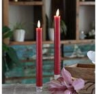 MARELIDA LED-Kerze LED Stabkerzen Tafelkerzen Dinner Spitzkerzen rustikal 24,5cm rot