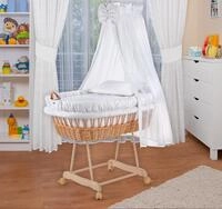 Waldin Stubenwagen Waldin Baby Stubenwagen-Set mit Ausstattung,XXL grau|wei&szlig;