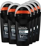 L'OR&Eacute;AL PARIS MEN EXPERT Deo-Roller Deo Roll-on Carbon Protect, Packung, 6-tlg., mit