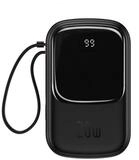 Baseus Qpow Powerbank 20000 mAh 20 W mit integriertem iPhone-Kabel, schwarz