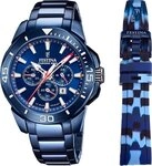 Festina Quarzuhr Festina Herrenuhr Edelstahl blau Festina, (Analoguhr), Herren