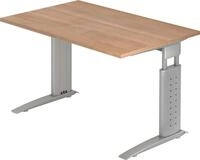 HAMMERBACHER Schreibtisch Schreibtisch C-Fu&szlig; 120x80cm Nussbaum/Silber