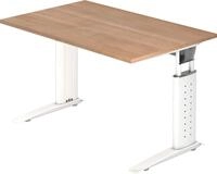 HAMMERBACHER Schreibtisch Schreibtisch C-Fu&szlig; 120x80cm Nussbaum/Wei&szlig;