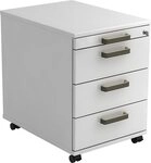 HAMMERBACHER Container Rollcontainer 58cm 3 Sch&uuml;be Schloss Streifengriff Wei&szlig;