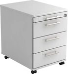 HAMMERBACHER Container Rollcontainer 58cm 3 Sch&uuml;be Schloss Relinggriff Wei&szlig;