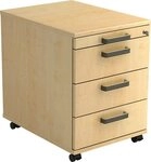 HAMMERBACHER Container Rollcontainer 58cm 3 Sch&uuml;be Schloss Streifengriff Ahorn