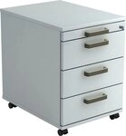 HAMMERBACHER Container Rollcontainer 58cm 3 Sch&uuml;be Schloss Streifengriff Grau