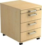 HAMMERBACHER Container Rollcontainer 58cm 3 Sch&uuml;be Schloss Chromgriff Ahorn