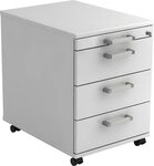 HAMMERBACHER Container Rollcontainer 58cm 3 Sch&uuml;be Schloss Chromgriff Wei&szlig;