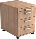 HAMMERBACHER Container Rollcontainer 58cm 3 Sch&uuml;be Schloss Chromgriff Nussbaum