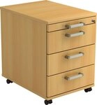HAMMERBACHER Container Rollcontainer 58cm 3 Sch&uuml;be Schloss Chromgriff Buche