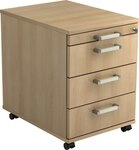 HAMMERBACHER Container Rollcontainer 58cm 3 Sch&uuml;be Schloss Chromgriff Eiche